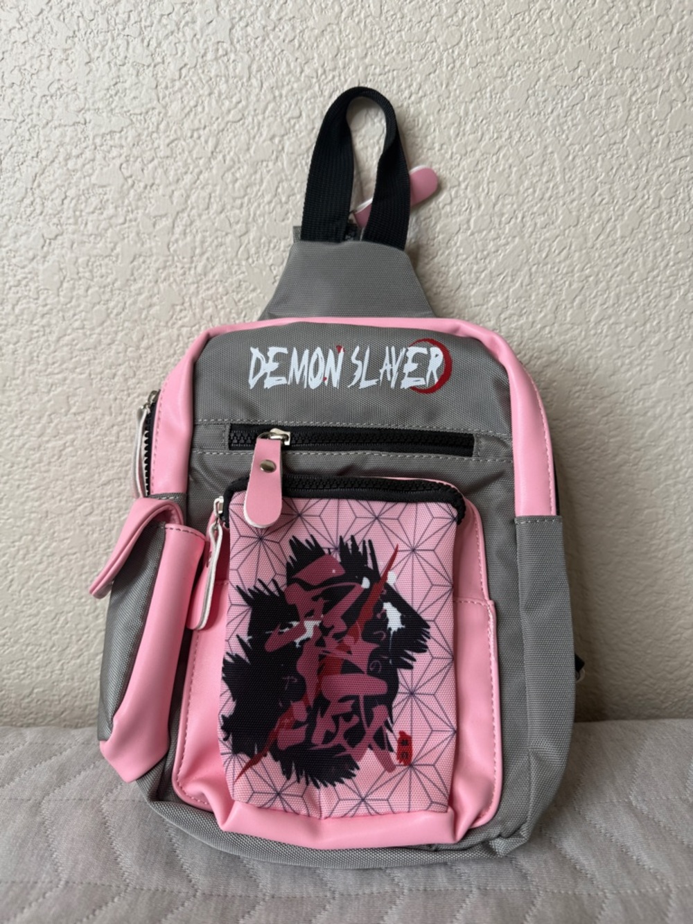 Demon Slayer Pink & Gray Mini Backpack Crossbody Bag New without Tags Cute